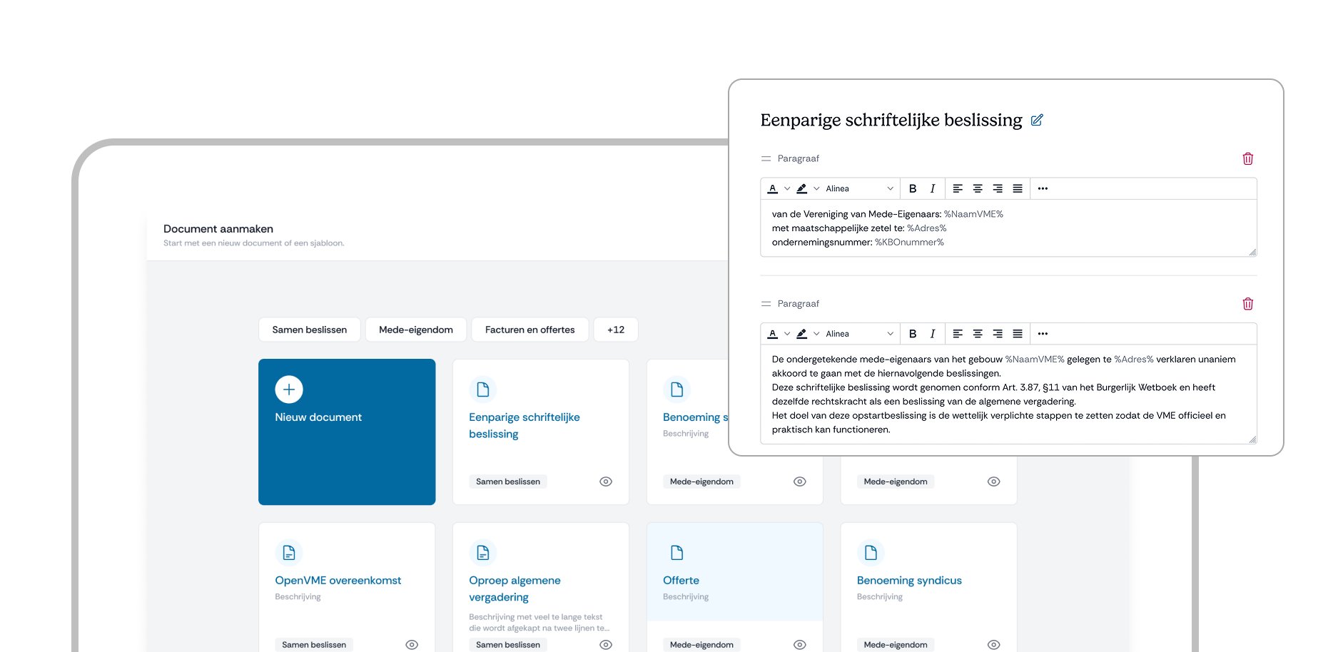 Wettelijke documenten en sjablonen voor je VME